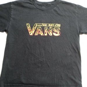Vans Logo on fire Skate T-Shirt size L Youth Black for a true skater